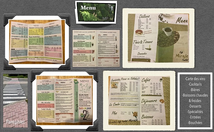Menu, Pamphlet & Brochure spécifique avec photographie et/ou graphisme